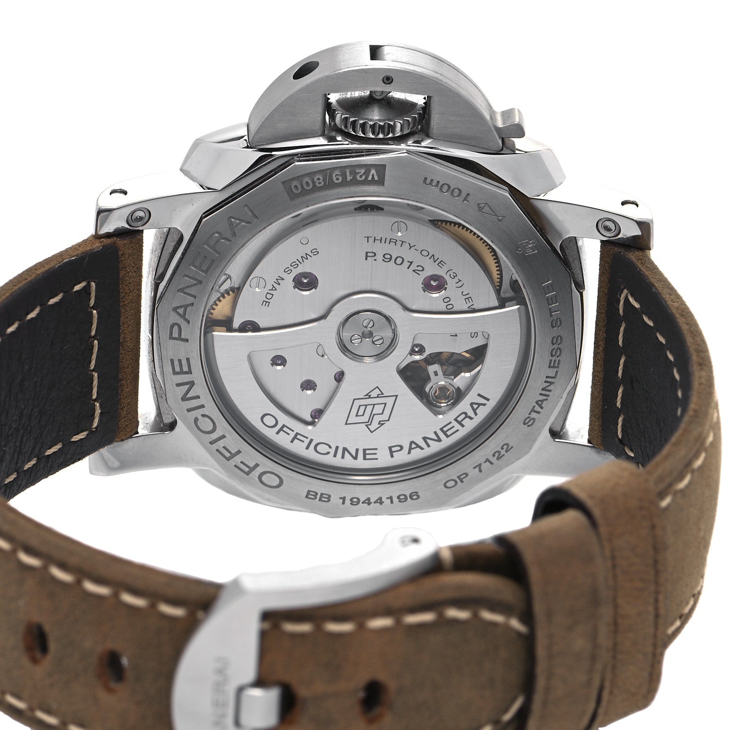 Panerai Stainless Steel Calfskin 42mm Luminor 1950 3 Day Power Reserve GMT Automatic Watch Black PAM01537 4 of 5