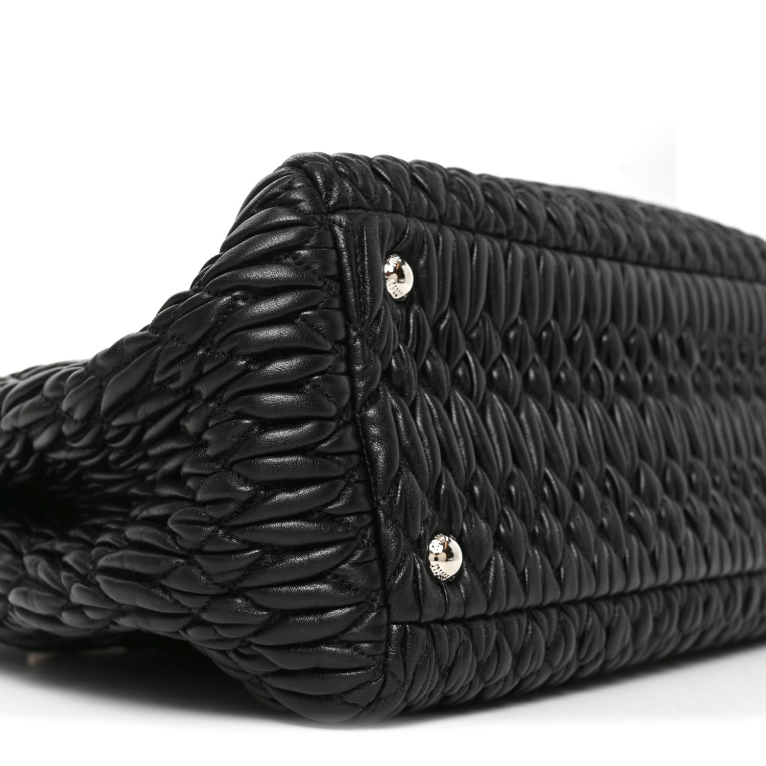 Miu Miu Nappa Matelasse Swarovski Crystal Tote Black 8 of 9