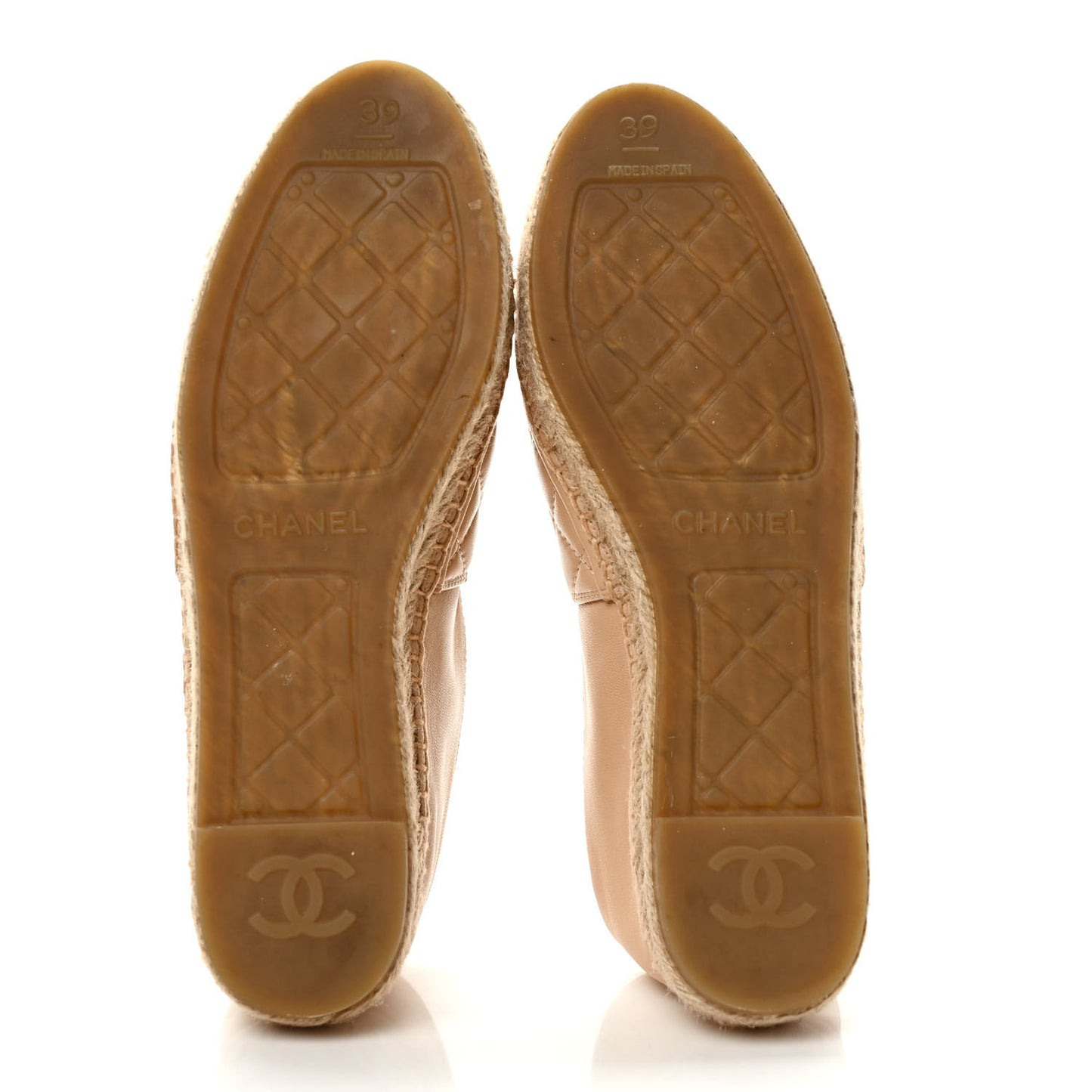 Lambskin Quilted CC Espadrilles 39 Beige