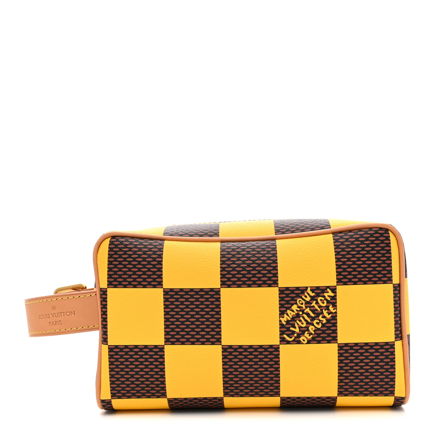 Damier Pop Dopp Kit Toilet Pouch Jaune Mat