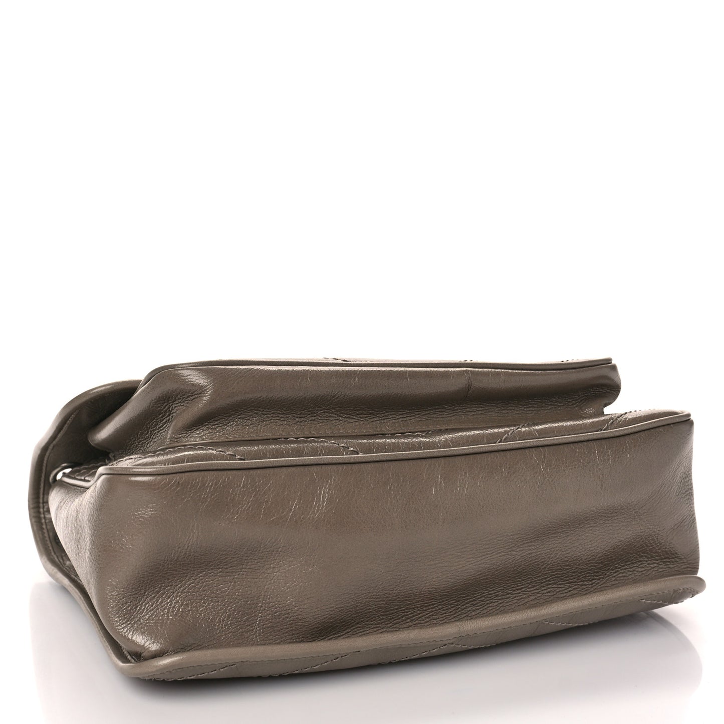 Crinkled Calfskin Matelasse Monogram Medium Niki Chain Satchel Light Taupe