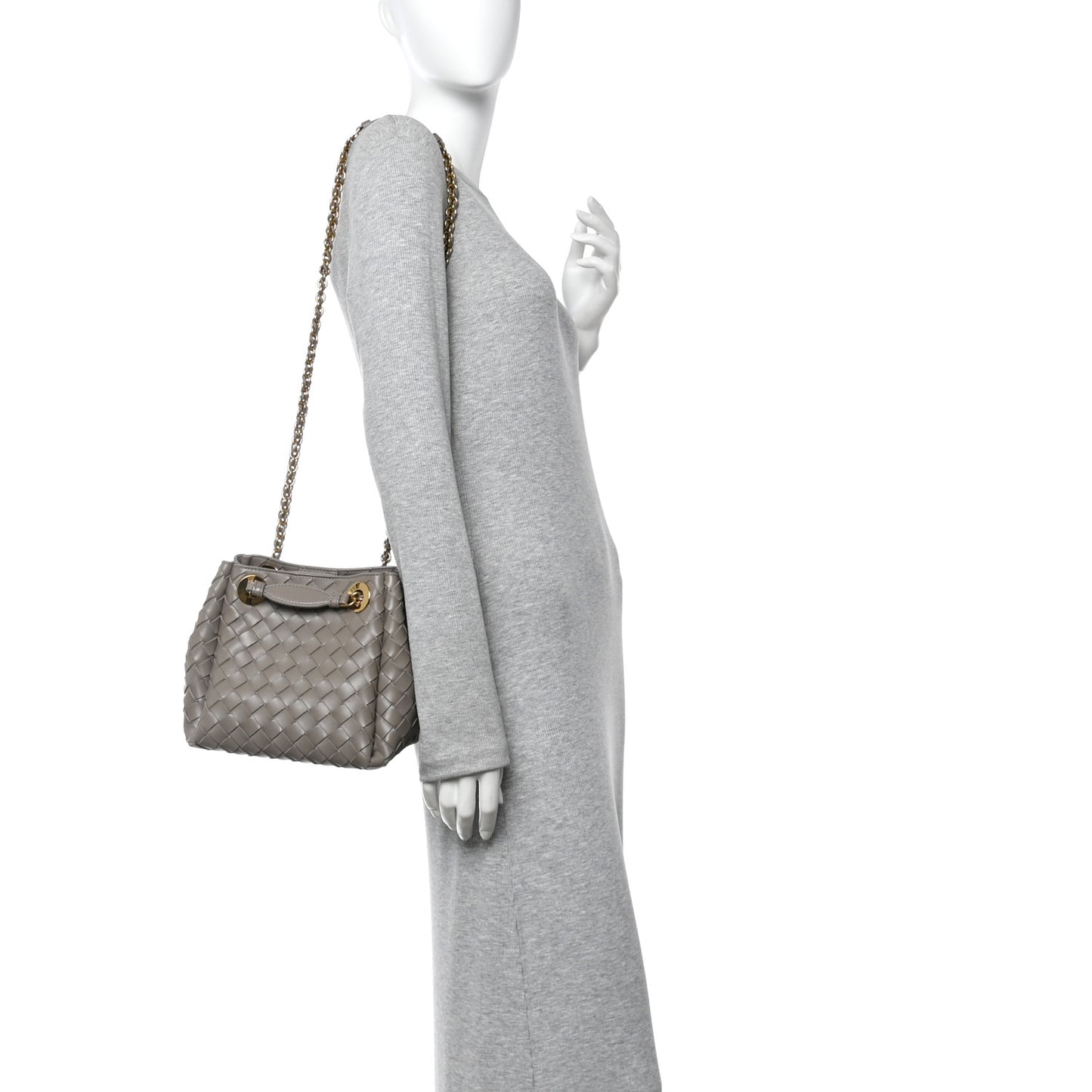 Nappa Intrecciato Small Parachute Chain Shoulder Bag Stone