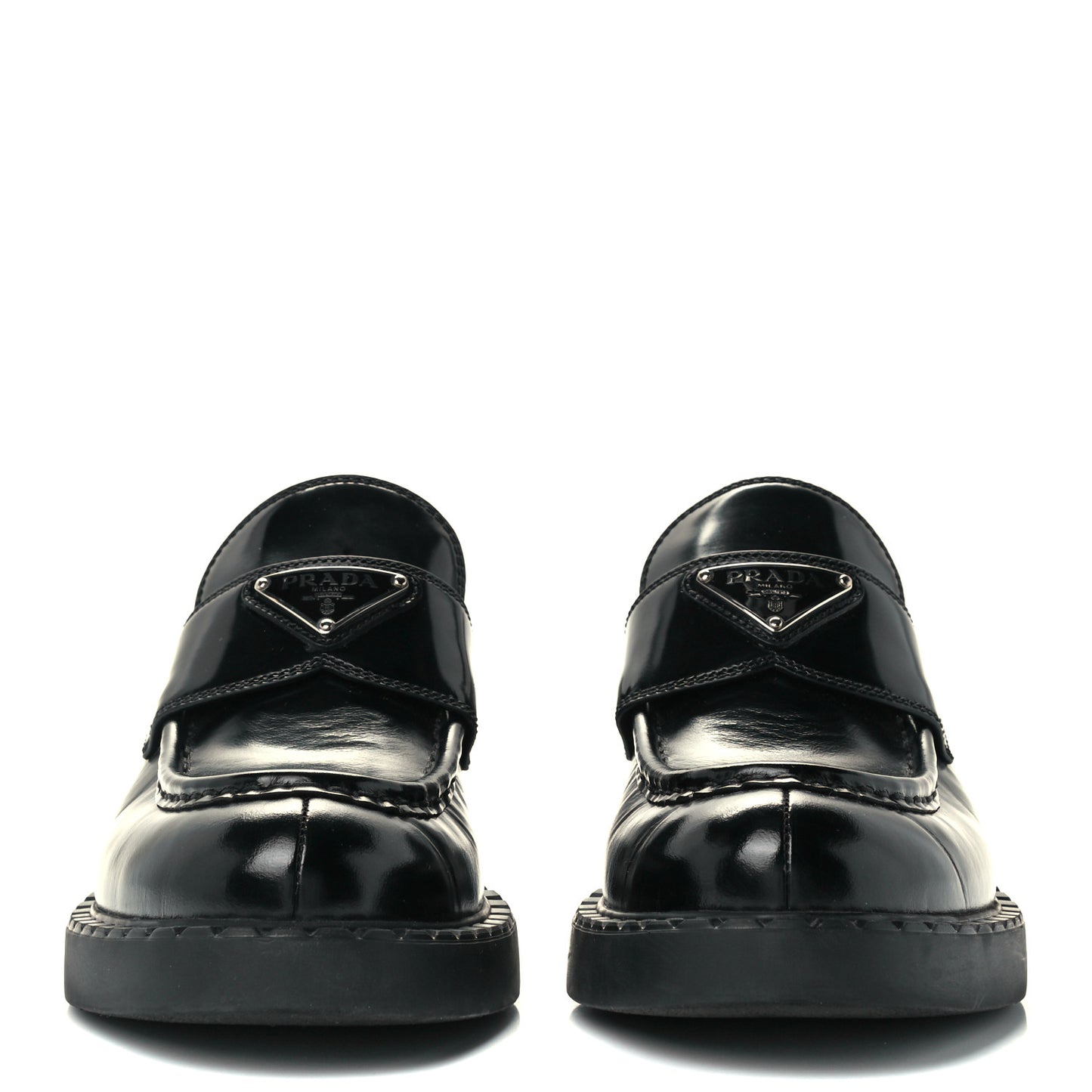 Spazzolato Metal Triangle Logo 50mm Loafers 38.5 Black