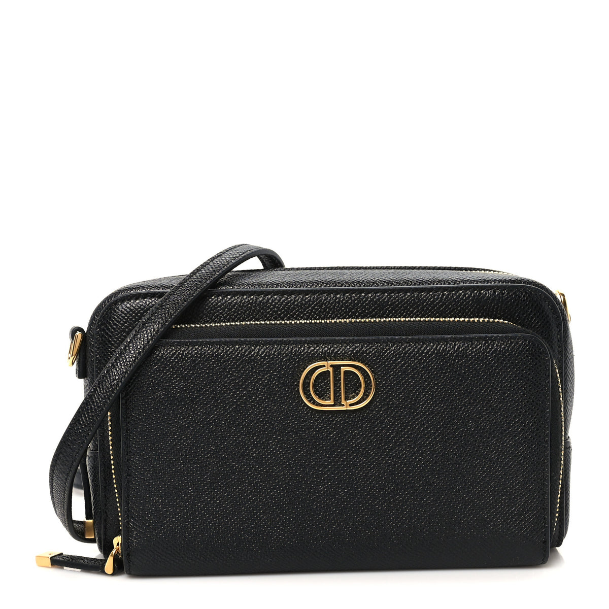 Christian Dior Grained Calfskin Caro Double Pouch Black 1 of 9