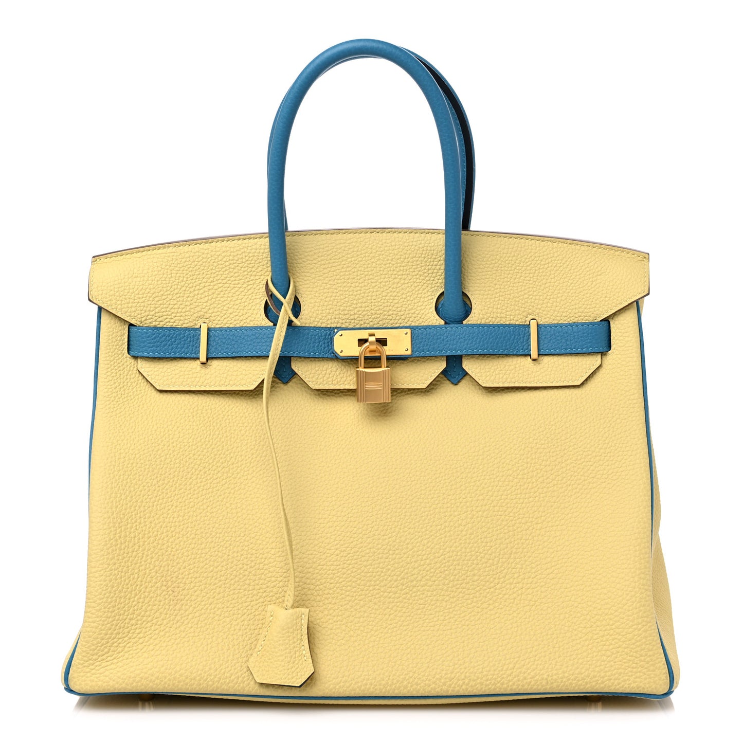 Togo Horseshoe Birkin 35 Jaune Poussin Bleu Izmir