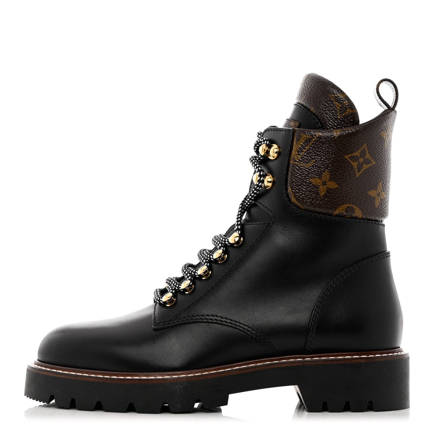 Calfskin Monogram Territory Flat Ranger Boots 37.5 Black