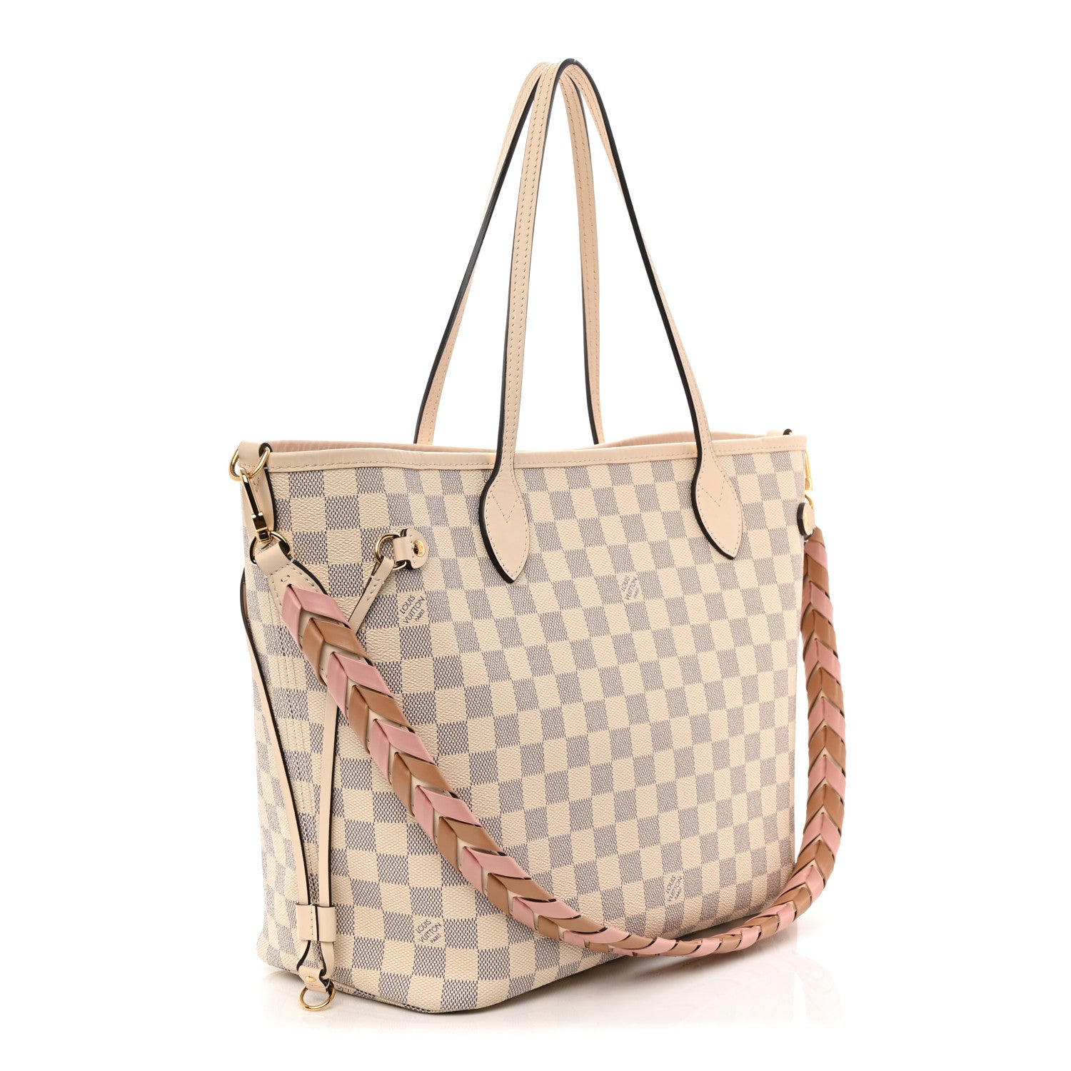 Louis Vuitton Damier Azur Braided Neverfull MM Pink 4 of 11