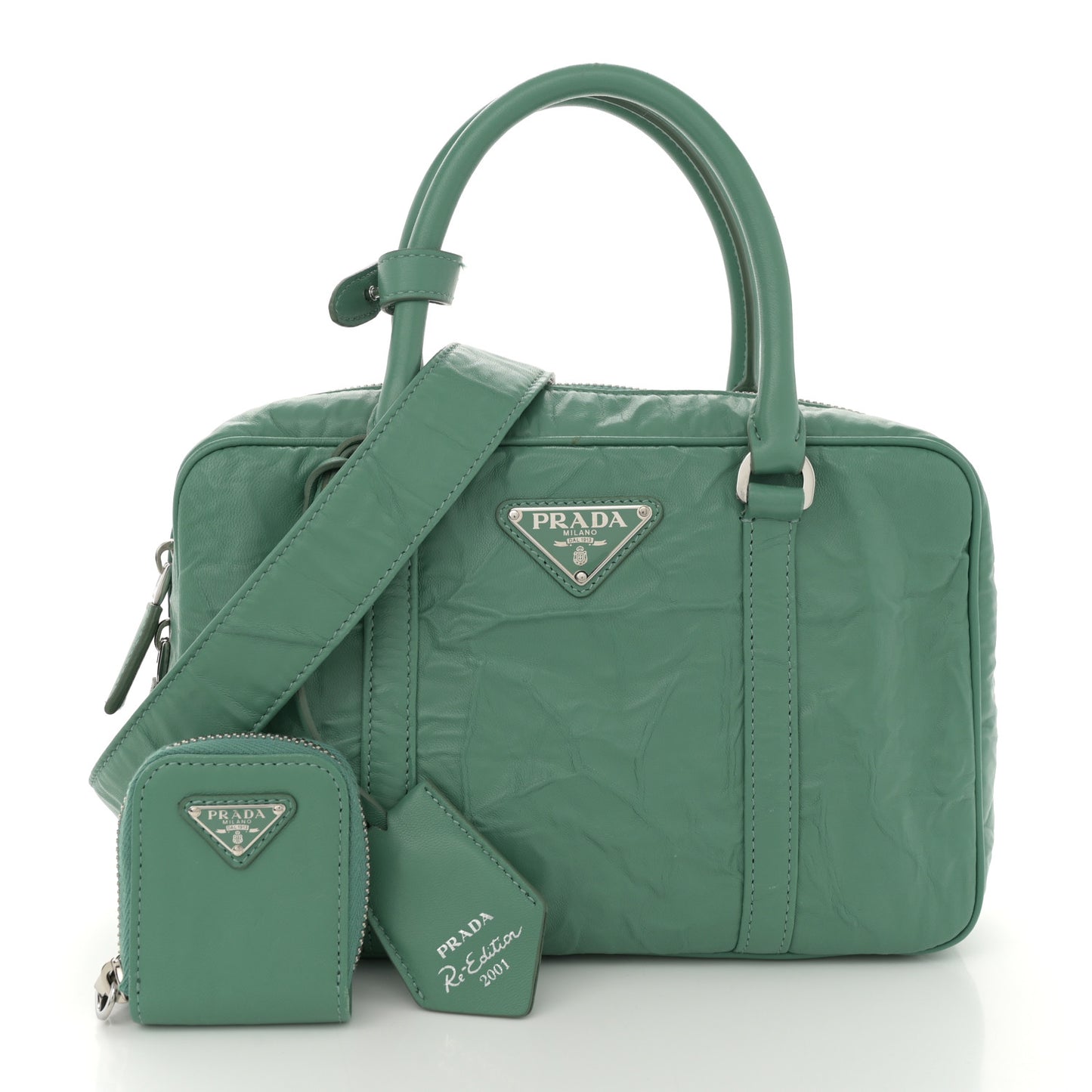 Nappa Antique Medium Re-Edition 2001 Two Handle Bag Green