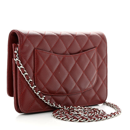 Chanel Caviar Quilted Wallet on Chain WOC Dark Red 3 of 13