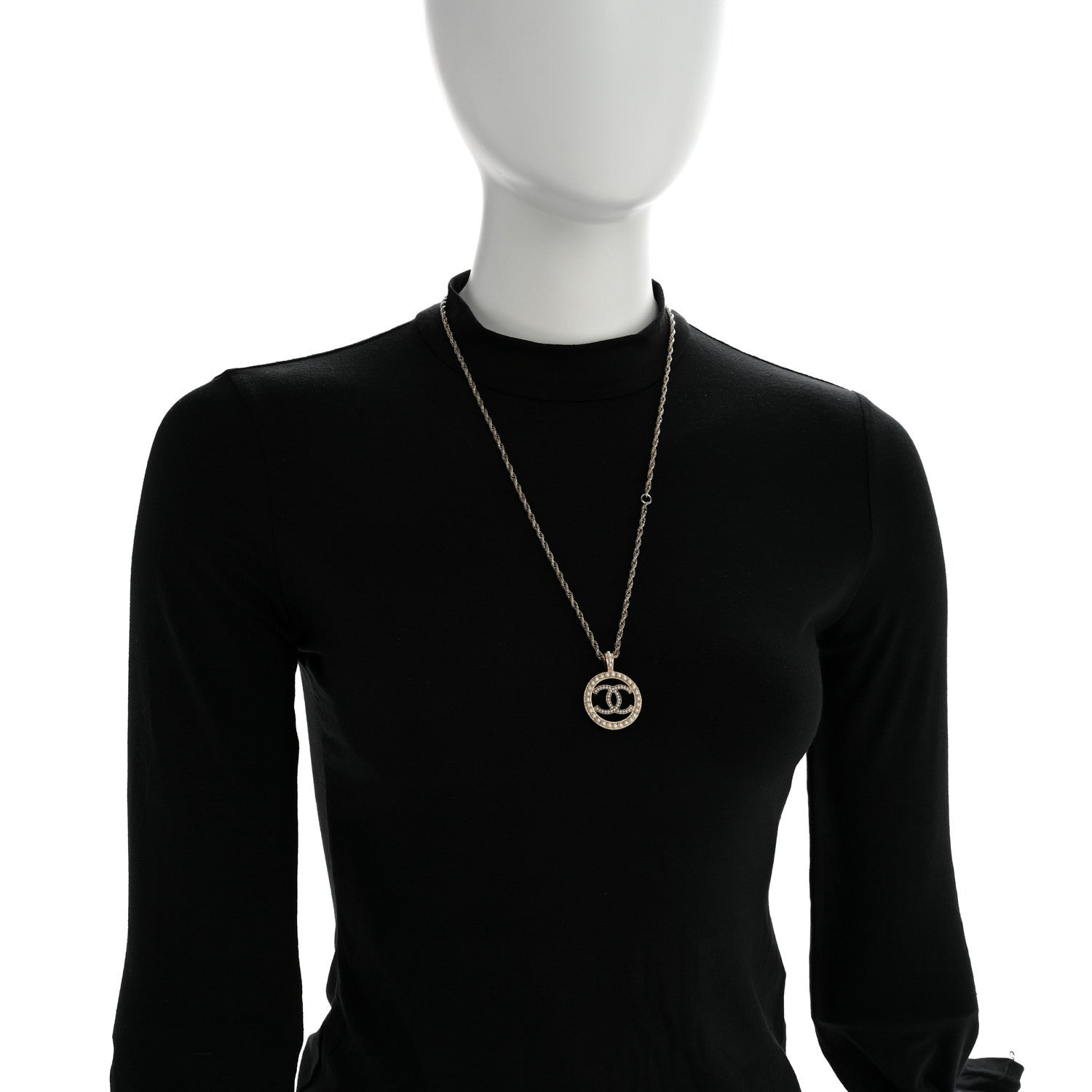 Chanel Pearl CC Round Pendant Necklace Gold 2 of 6