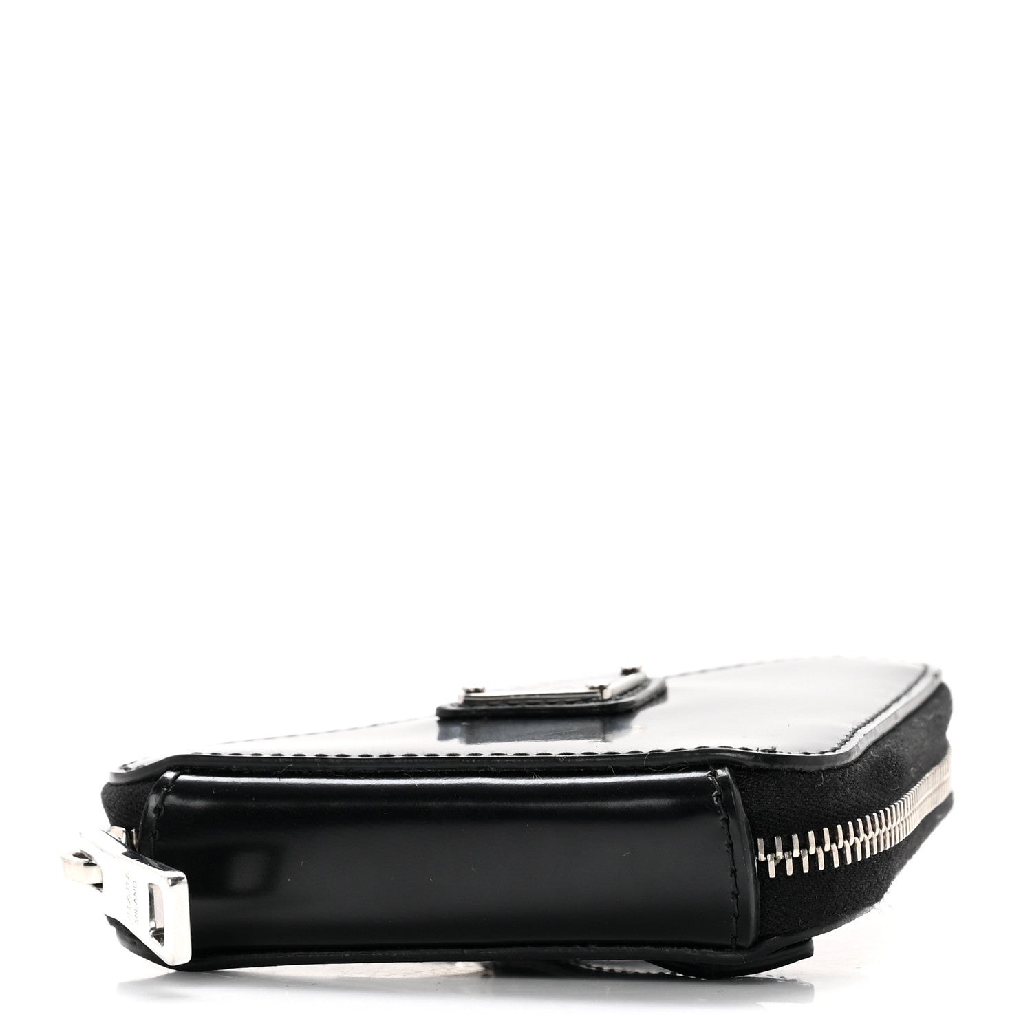 Prada Spazzolato Triangle Coin Pouch Bag Charm Black 4 of 7