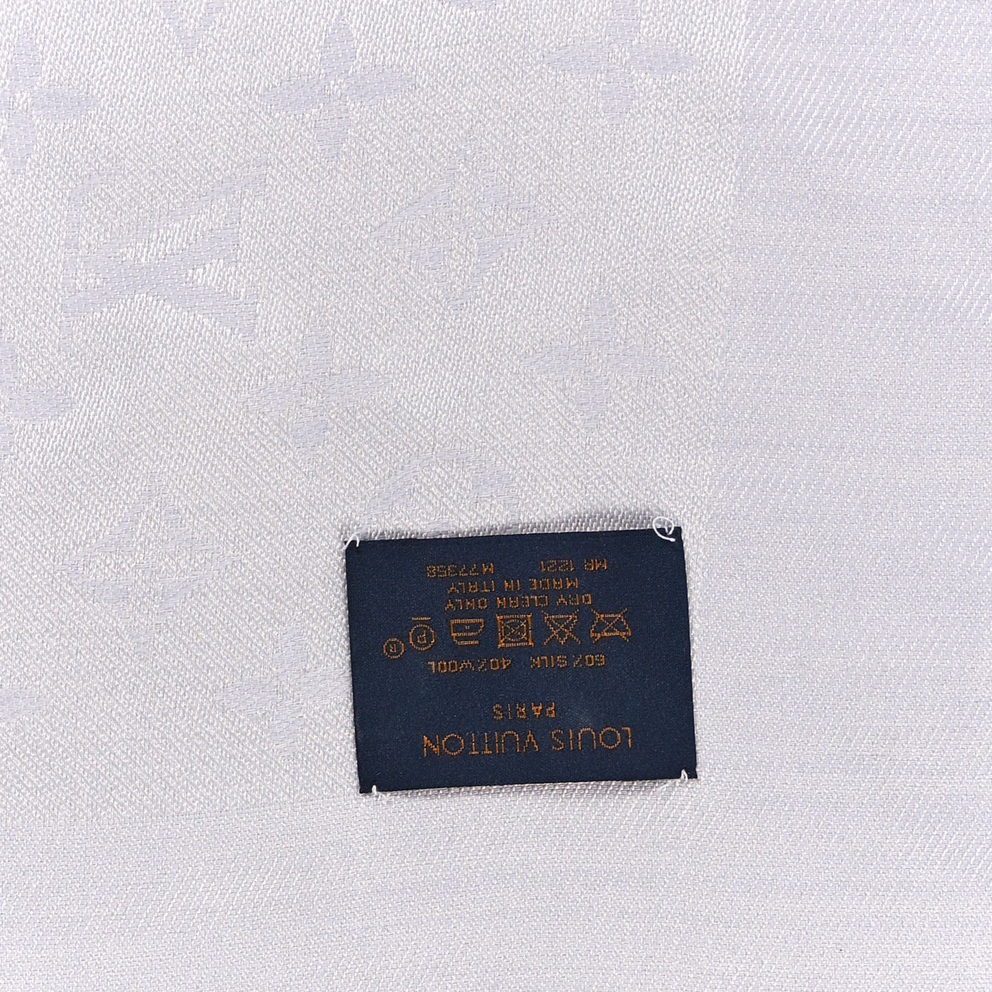 Wool Silk Monogram Denim Shawl Pearl Grey