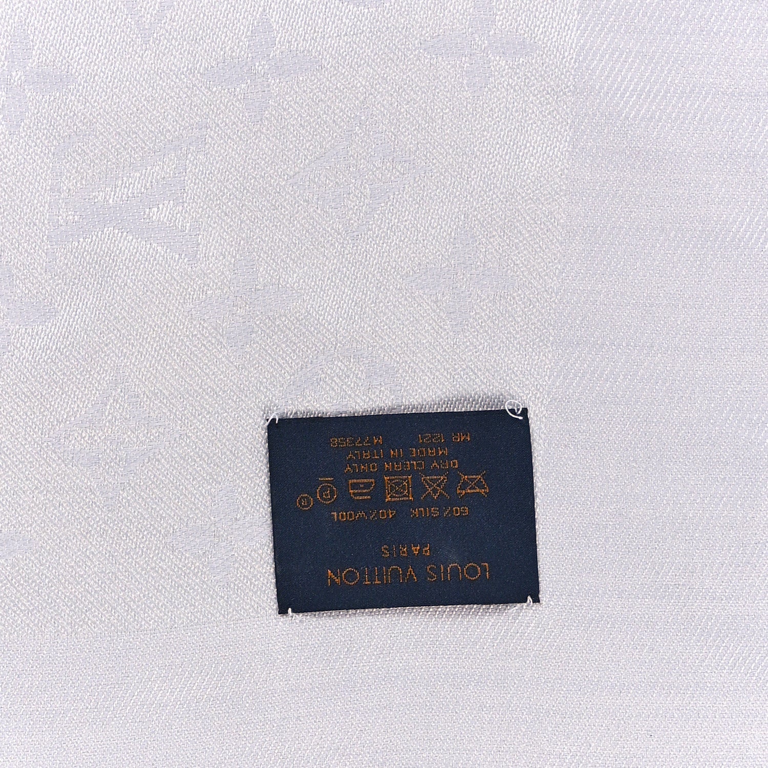 Louis Vuitton Wool Silk Monogram Denim Shawl Pearl Grey 4 of 4