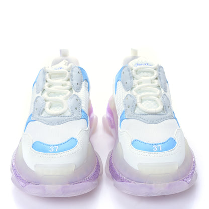 Balenciaga Fabric Mesh Clear Sole Womens Triple S Sneakers 37 Light Blue Grey Lilac White 2 of 8