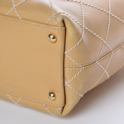 Chanel Calfskin Contrast Stitch Surpique Tote Beige 14 of 14