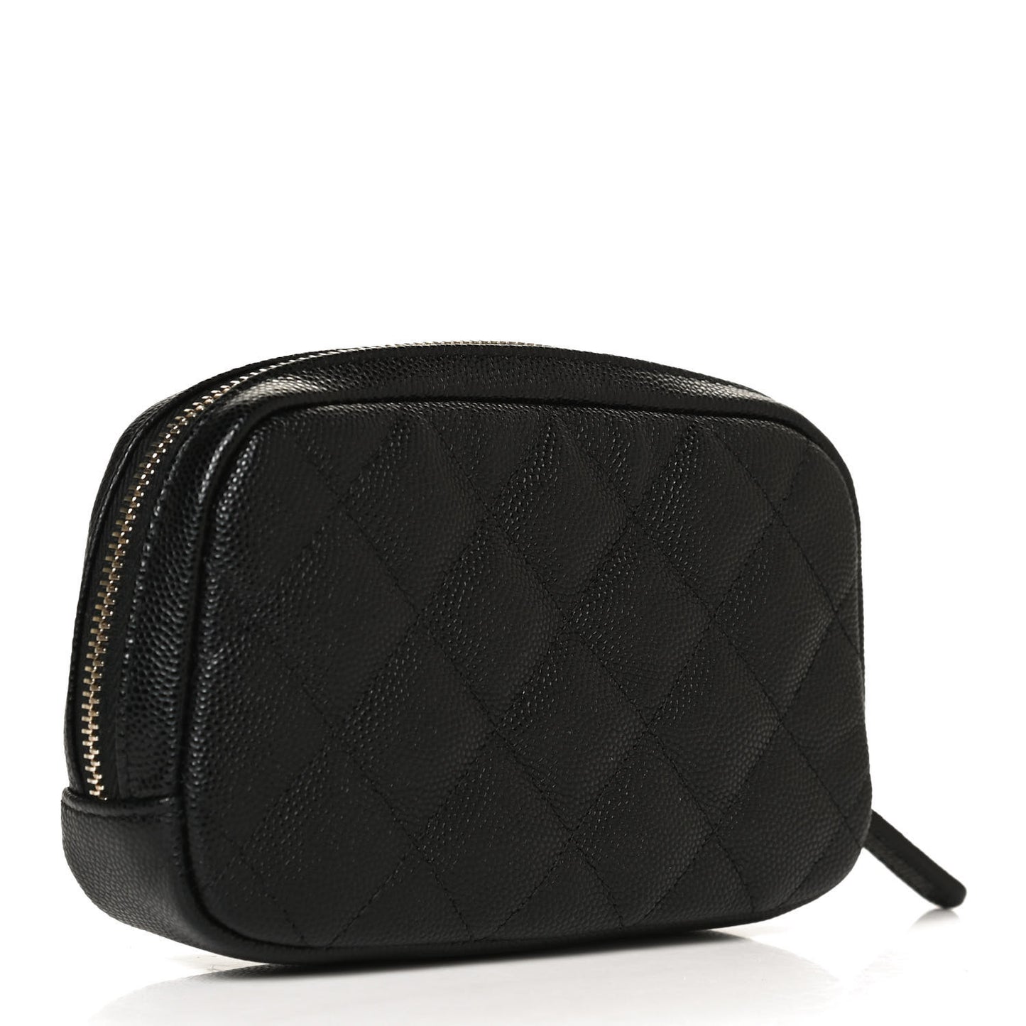 Caviar Quilted Small Curvy Pouch Cosmetic Case Black