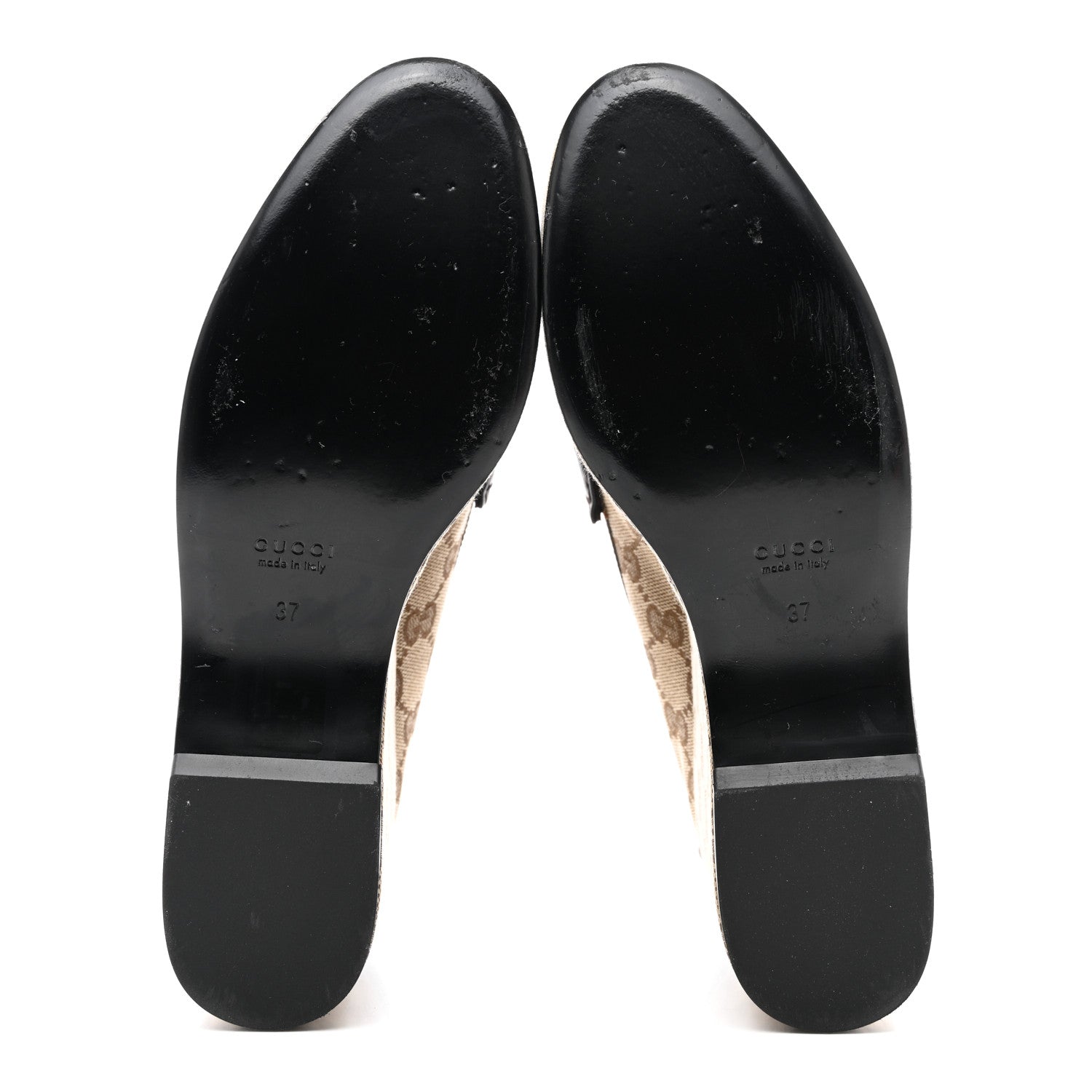 Gucci Canvas GG Monogram Womens Horsebit Platform Loafers 37 Beige Ebony Cocoa 5 of 10