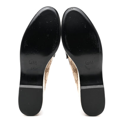 Gucci Canvas GG Monogram Womens Horsebit Platform Loafers 37 Beige Ebony Cocoa 5 of 10