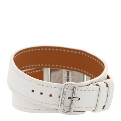 Hermes Stainless Steel Epsom Lacquer 21mm Heure H Hour Double Tour Quartz Watch Blanc 3 of 5