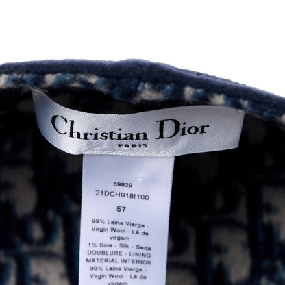 Christian Dior Wool Oblique Reversible Chic Military Cap 57 Blue 15 of 17