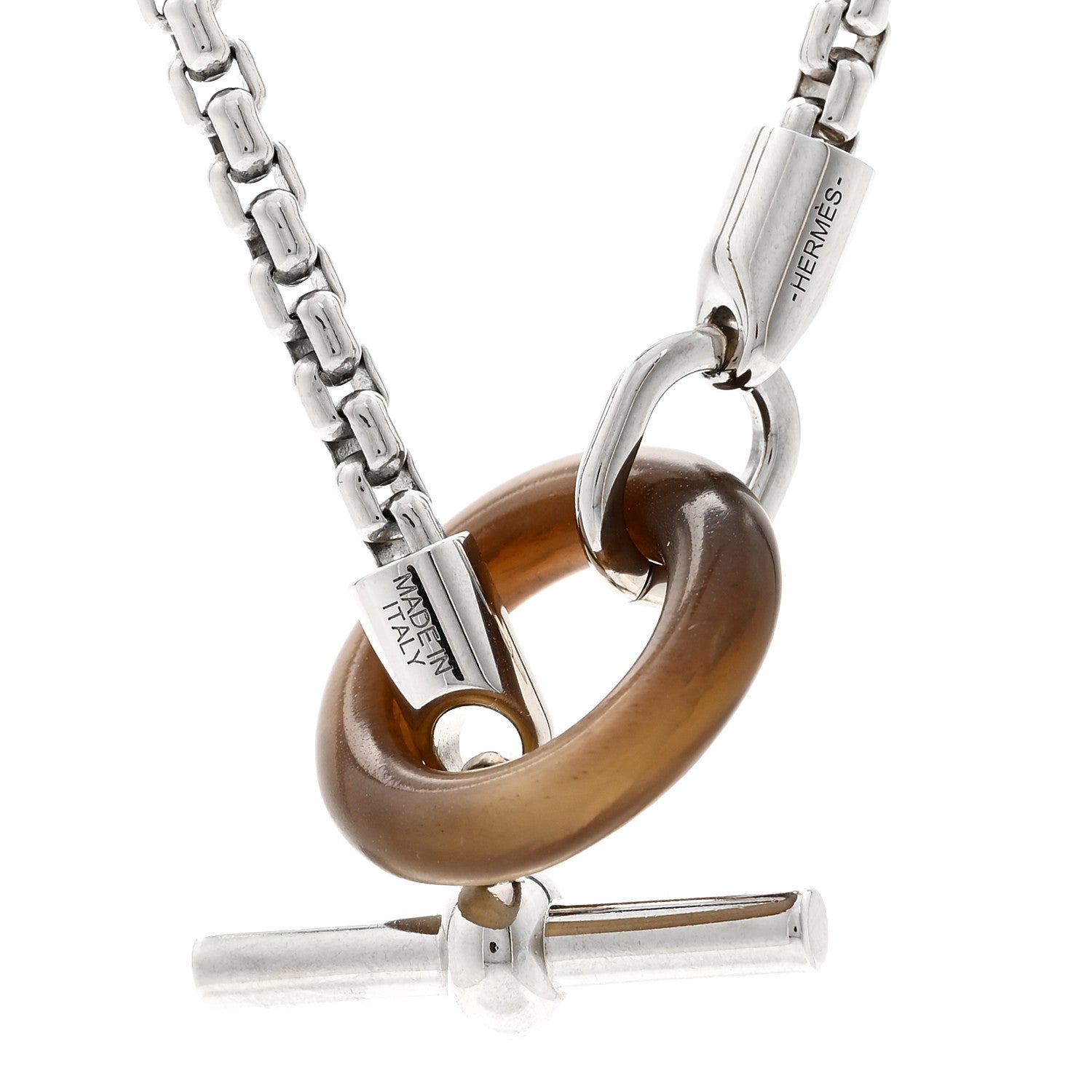 Hermes Palladium Buffalo Horn Swift Meli-Melo Necklace 4 of 5