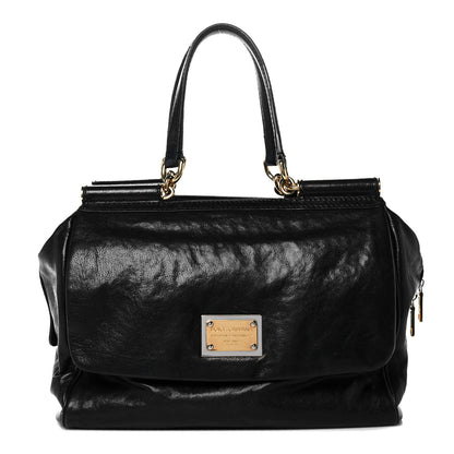 Dolce & Gabbana Calfskin Large Miss Sicily Satchel Black 1 of 13