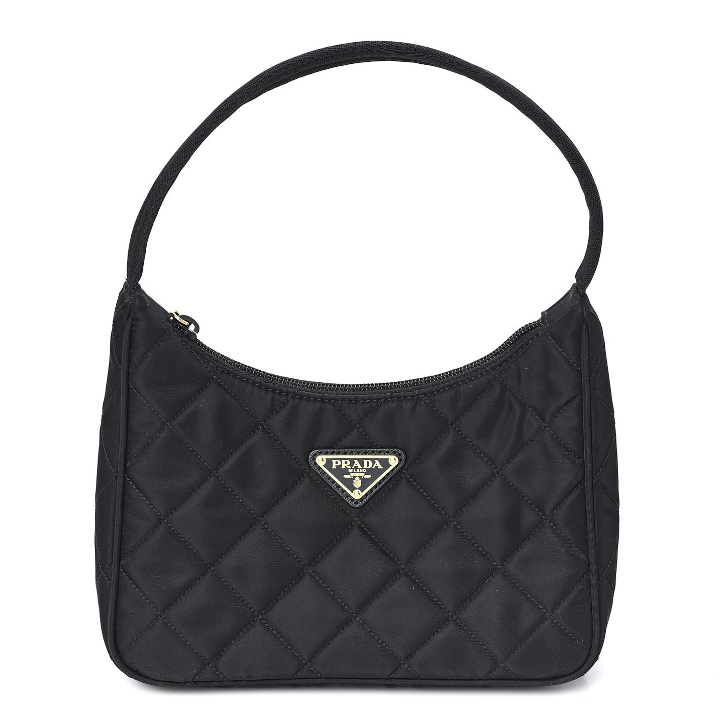 Tessuto Nylon Stitched Shoulder Bag Black