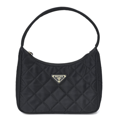 Prada Tessuto Nylon Stitched Shoulder Bag Black 1 of 10