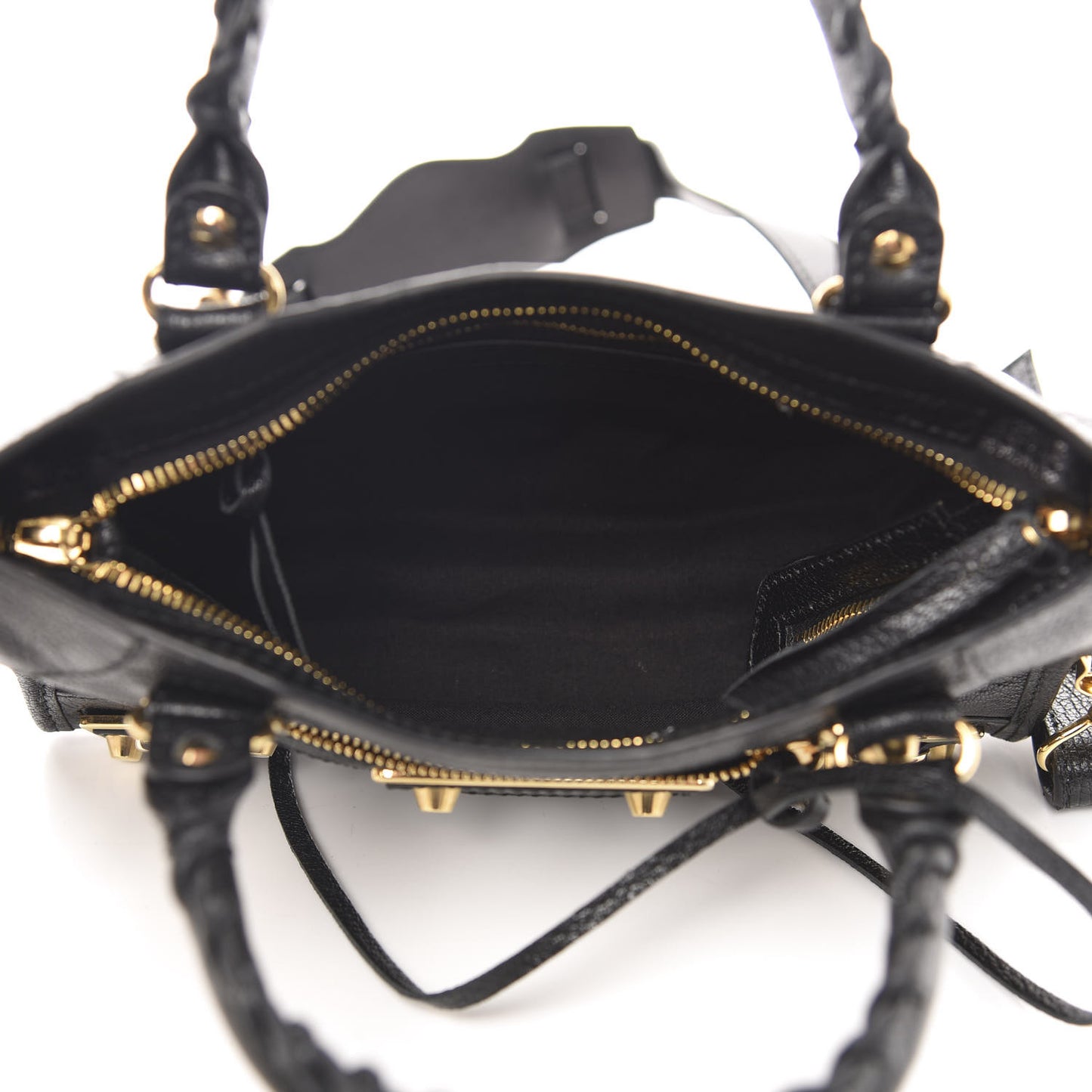 Chevre Gold Metallic Edge Hardware Mini City Black