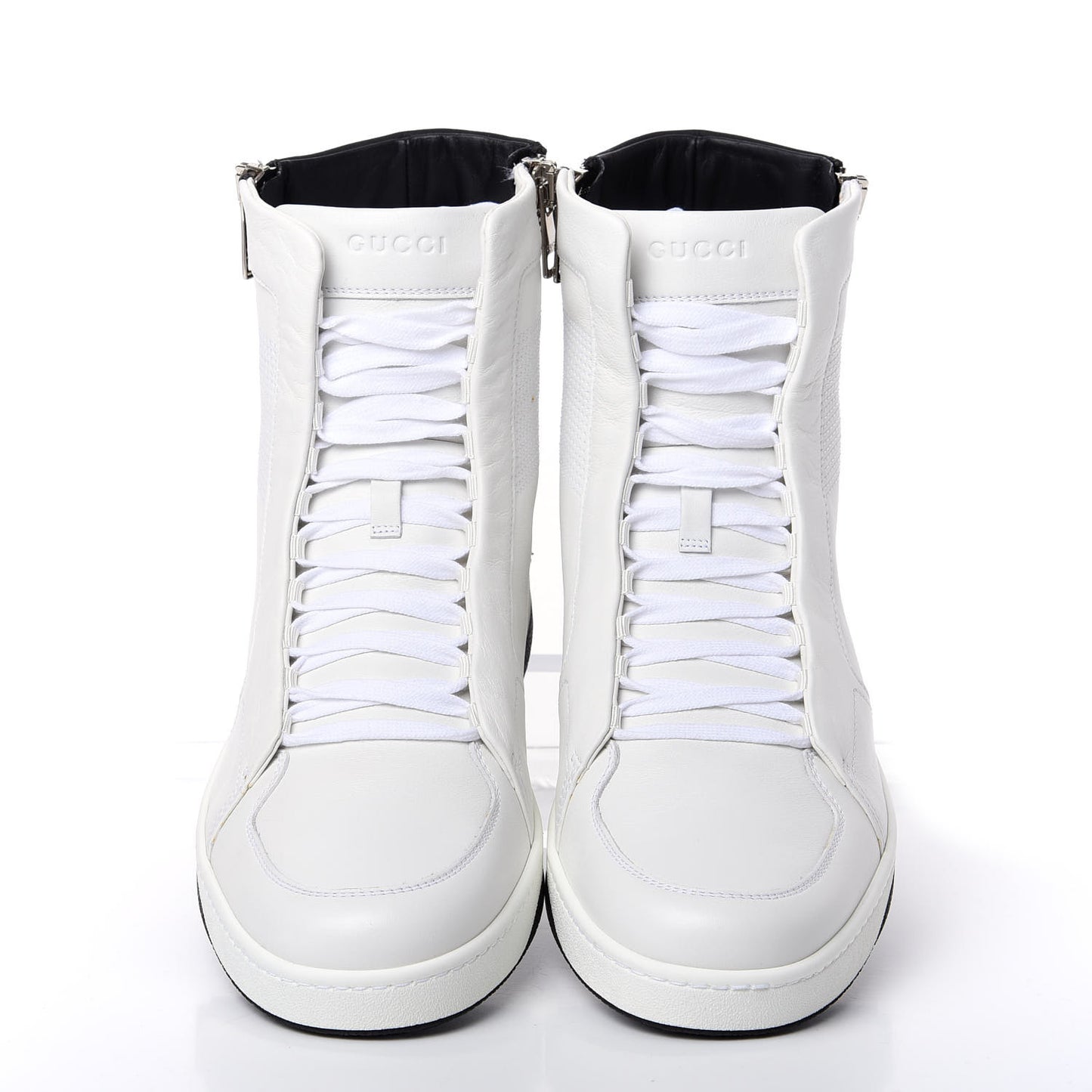 Calfskin Mens High Top Sneakers 9 White