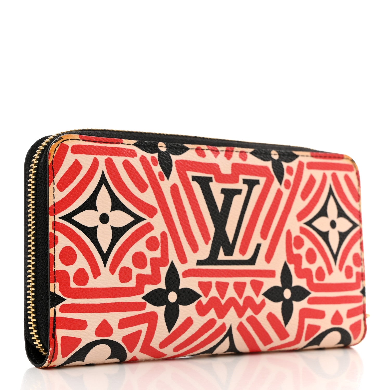 Louis Vuitton Monogram Giant Crafty Zippy Wallet Creme Rouge Black 3 of 8