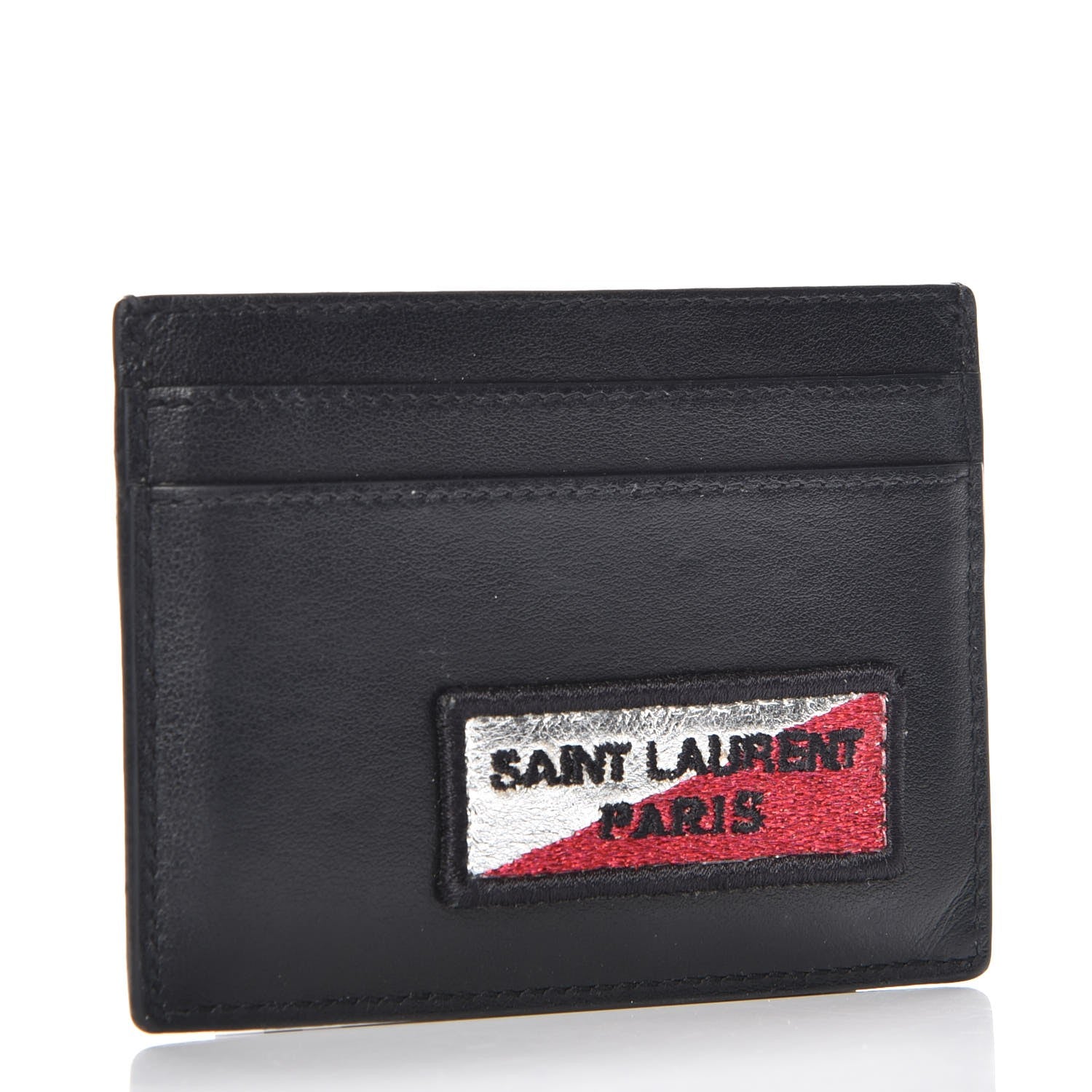 Saint Laurent Calfskin Multi Patch Credit Card Case Black 3 of 7