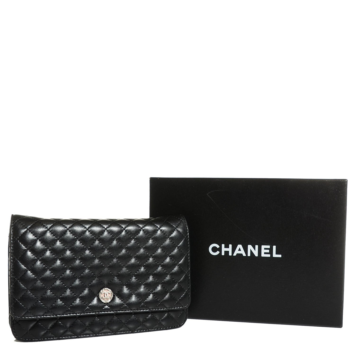 Chanel Lambskin Micro Quilted Wallet on Chain WOC Black 5 of 9