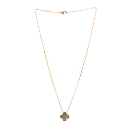 Van Cleef & Arpels 18K Rose Gold Gray Mother of Pearl Vintage Alhambra Pendant Necklace 4 of 6