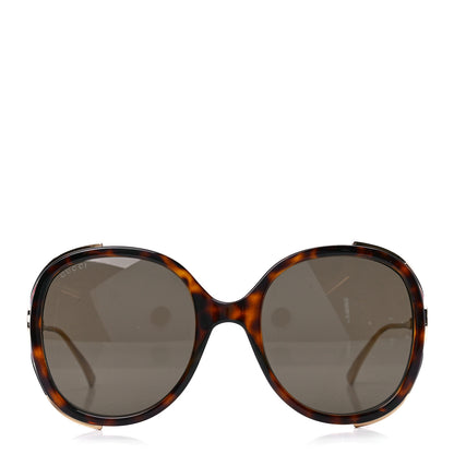 Gucci Acetate Round Frame Injected GG0226SK Sunglasses Tortoise 2 of 8