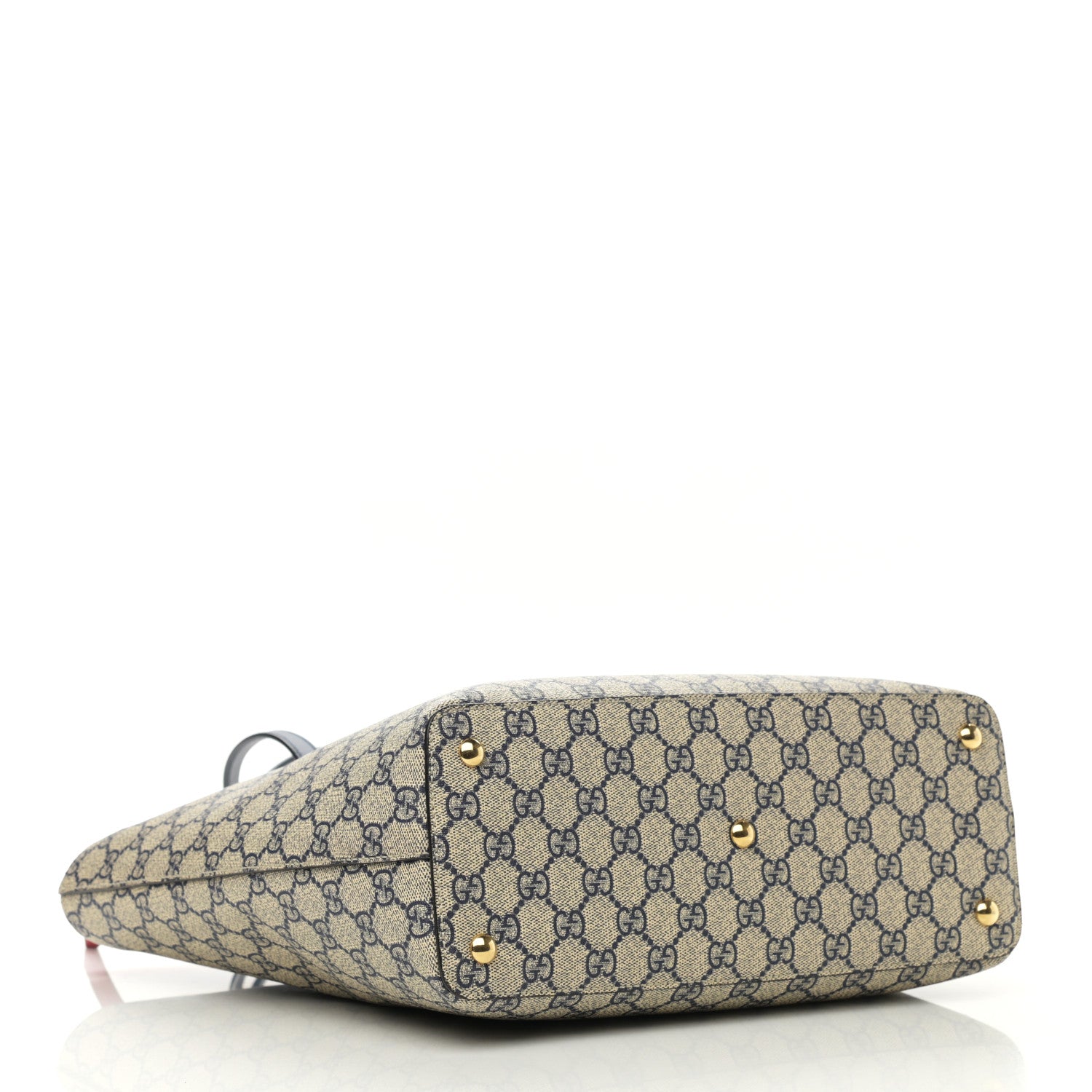 Gucci GG Supreme Monogram Medium Zippered Bucket Tote Beige Blue Hibiscus Red 5 of 13