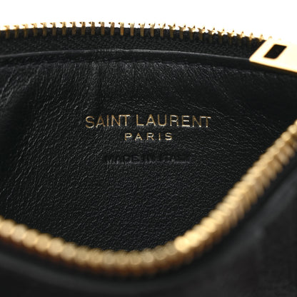 Saint Laurent Grained Calfskin Monogram 5 Fragments Zip Pouch Card Holder Black 6 of 7