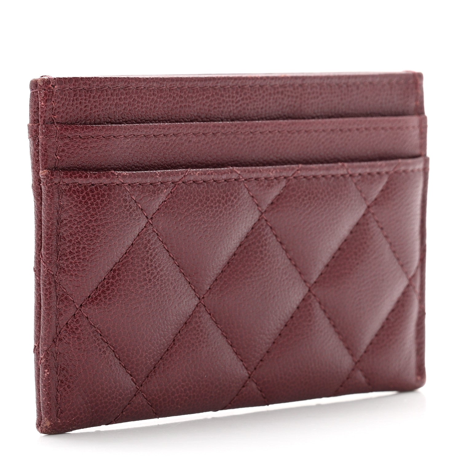 Chanel Caviar Quilted Studded CC Card Holder Burgundy 3 of 8