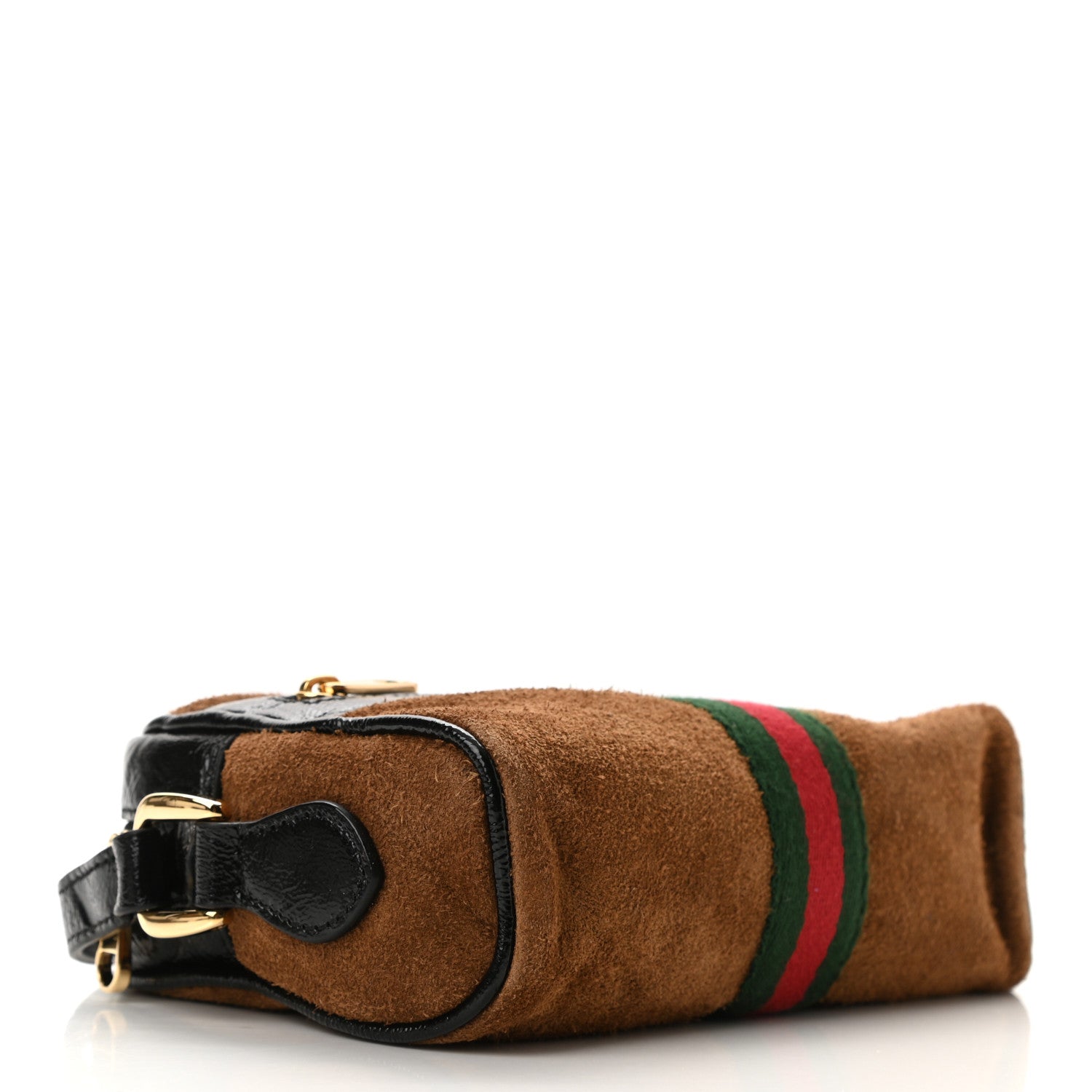 Gucci Suede Patent Web Mini Ophidia Shoulder Bag Nocciola Black 4 of 10