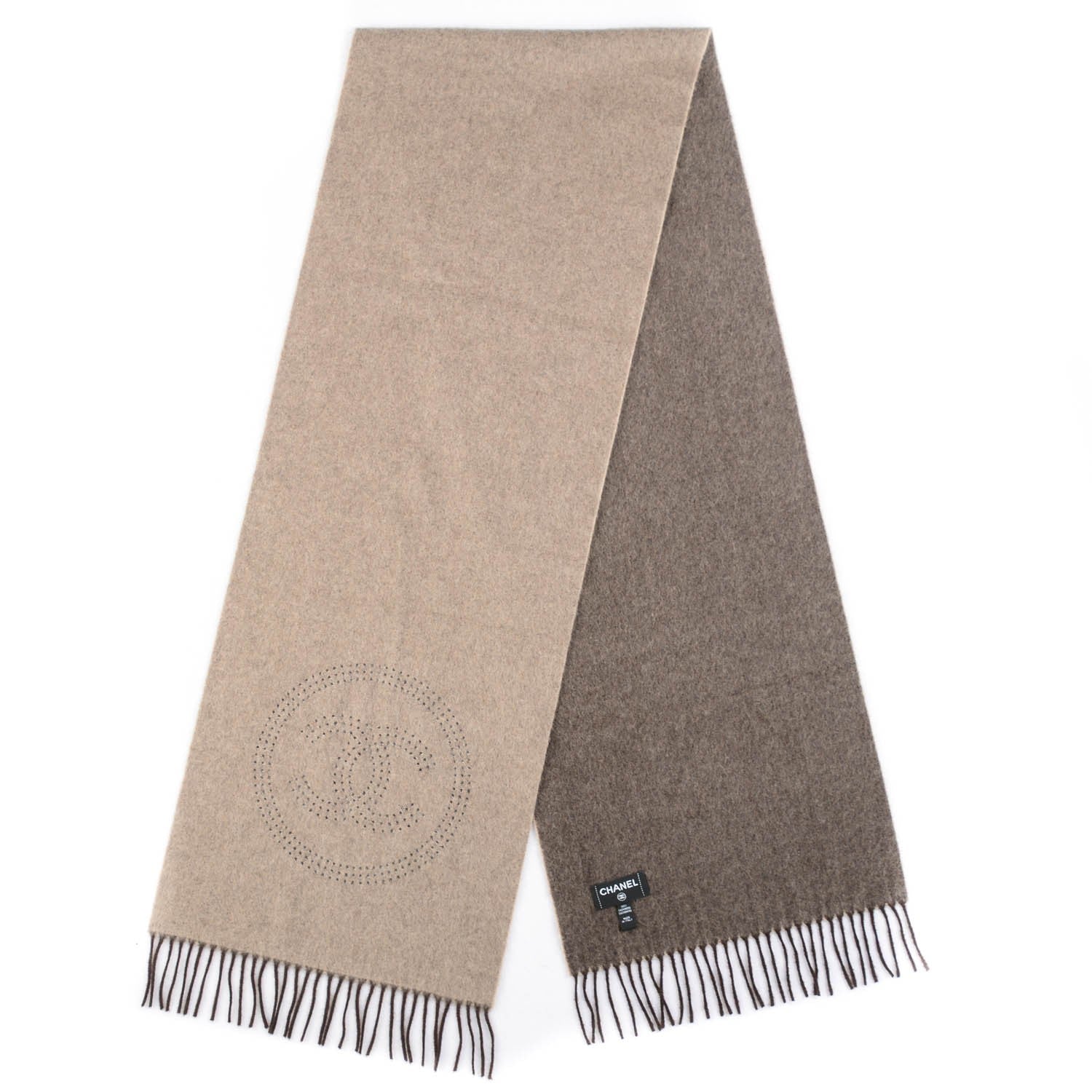 Chanel Cashmere CC Scarf Reversible Brown 3 of 4