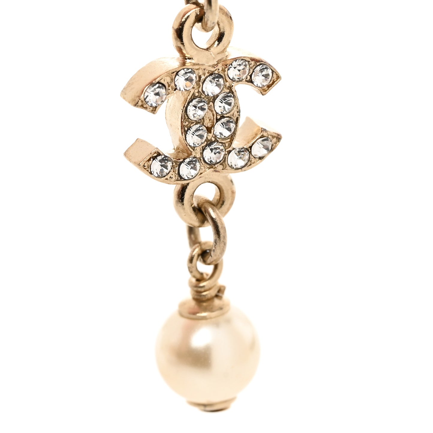 Pearl Crystal CC Bow Bracelet Gold