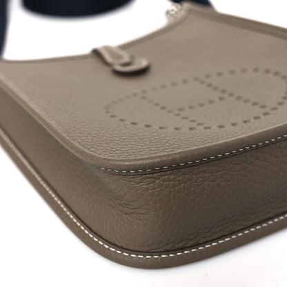Hermes Taurillon Clemence Amazone Evelyne TPM Etoupe Bleu Indigo 8 of 10