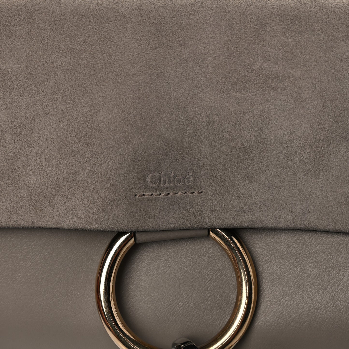 Suede Calfskin Small Faye Shoulder Bag Motty Grey