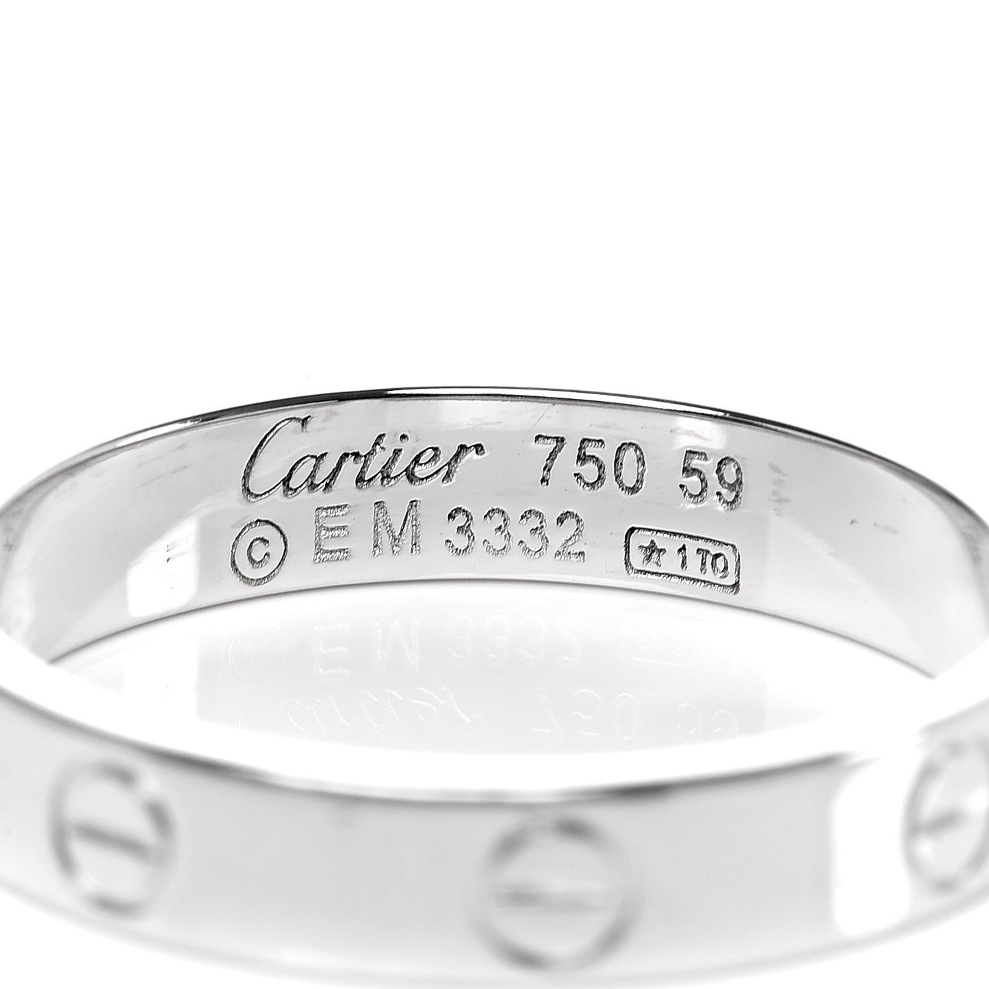 18K White Gold 3.5mm LOVE Wedding Band Ring 59 8.75