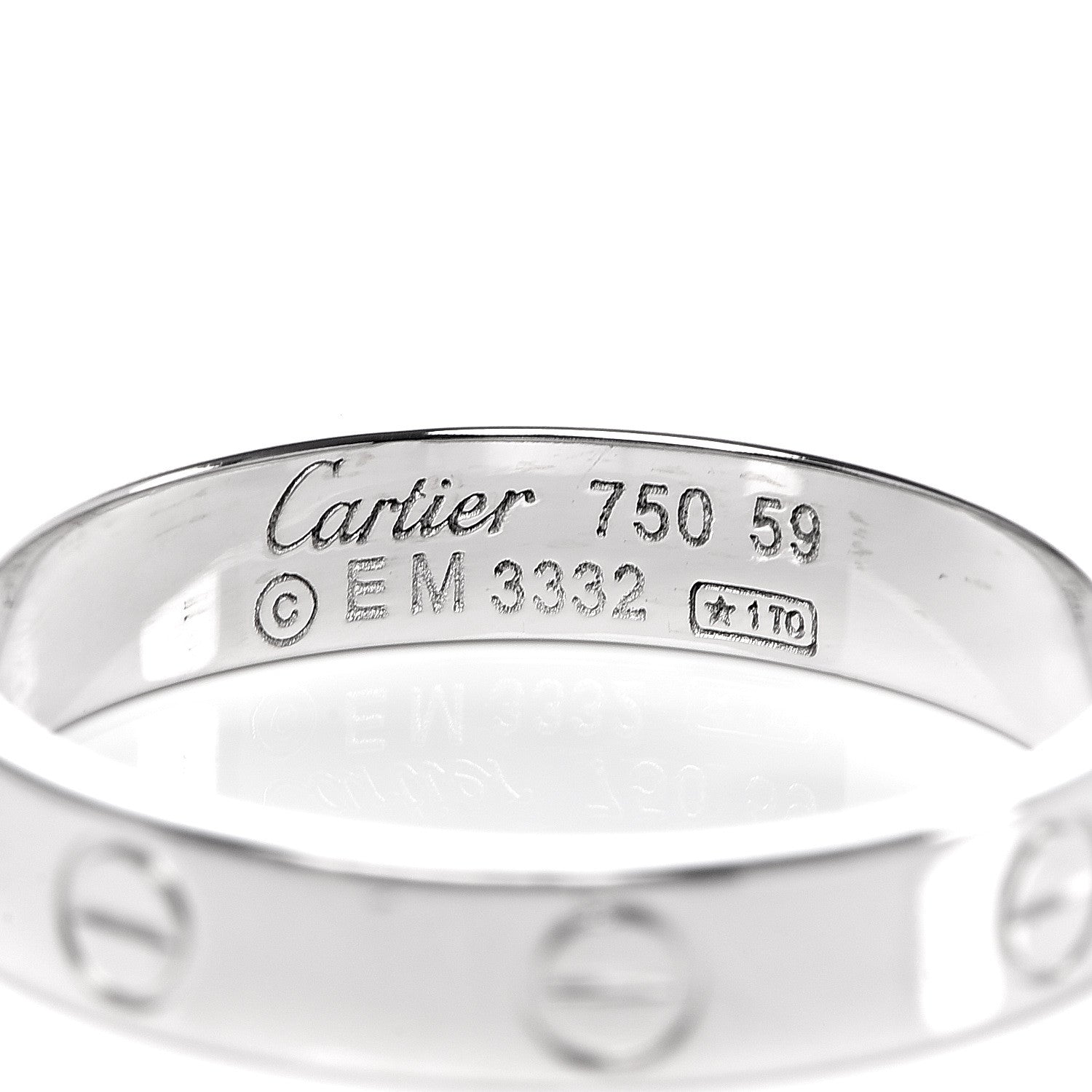 Cartier 18K White Gold 3.5mm LOVE Wedding Band Ring 59 8.75 4 of 4