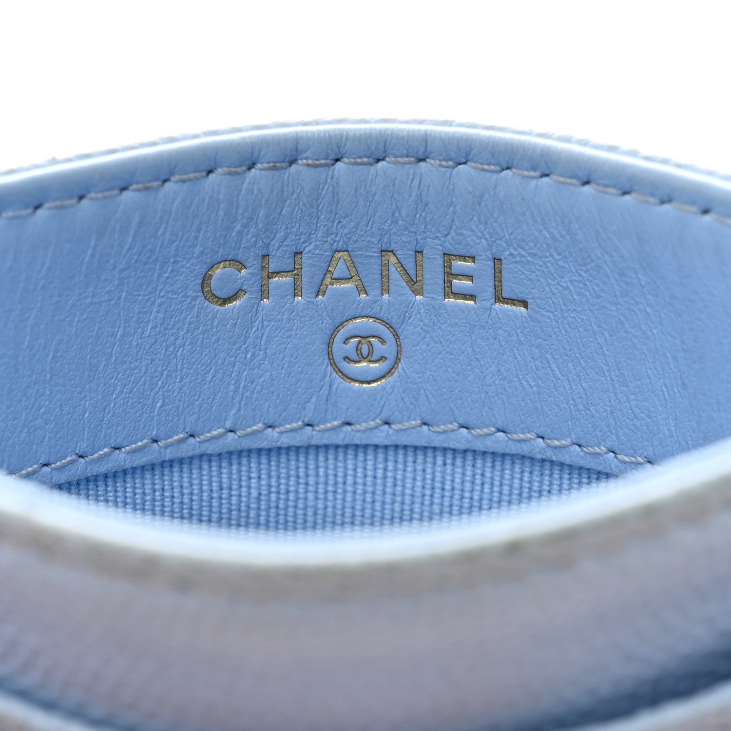 Chanel Caviar Quilted Card Holder Light Blue 6 of 9