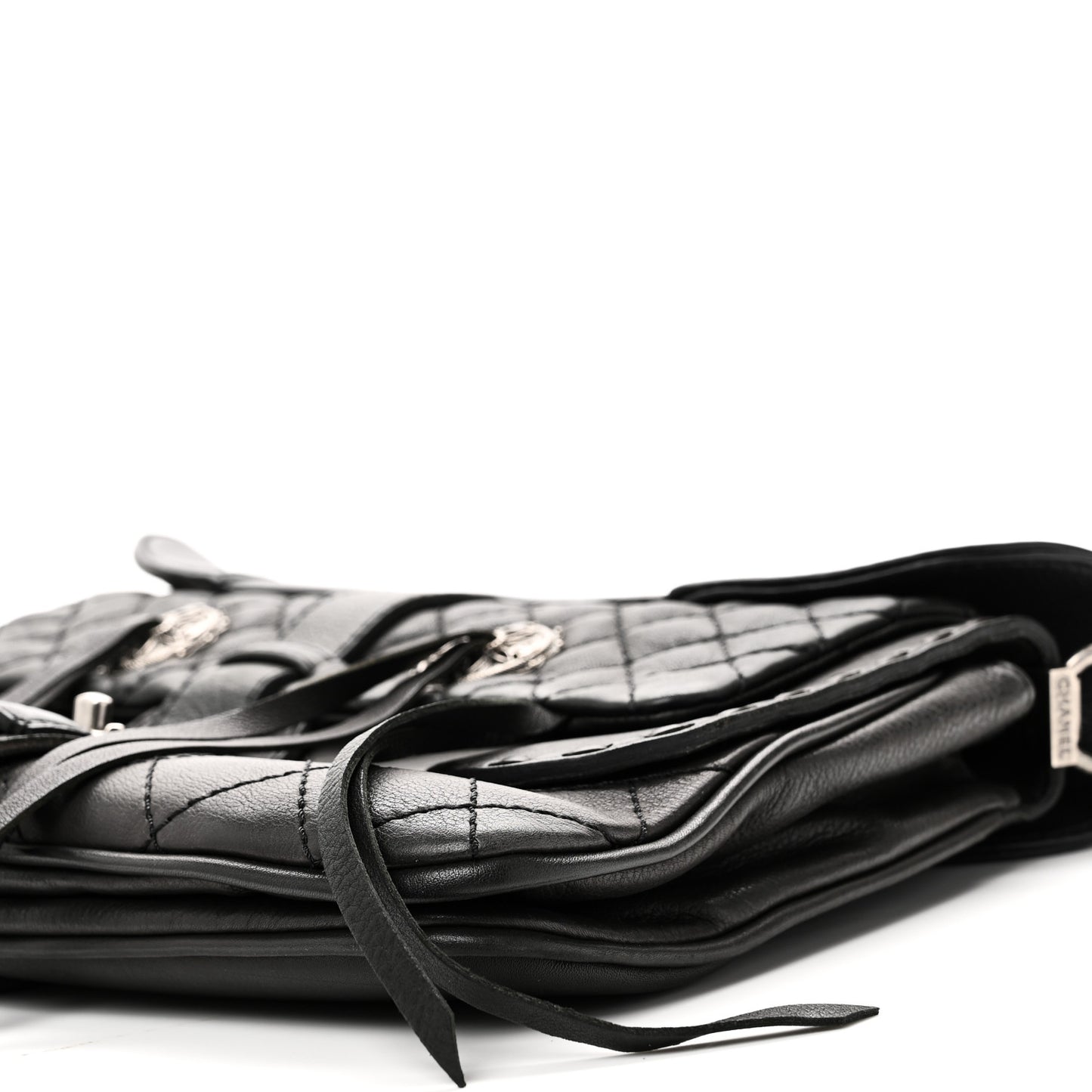 Goatskin Quilted Paris Dallas Saddle Bag Black