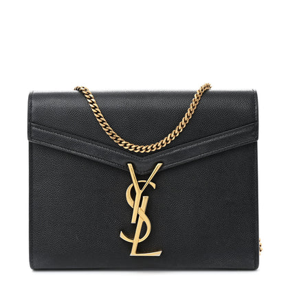 Saint Laurent Grain De Poudre Monogram Cassandra Chain Wallet Black 1 of 14