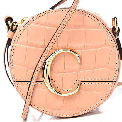 Chloe Calfskin Crocodile Embossed Mini C Round Crossbody Milky Orange 10 of 11