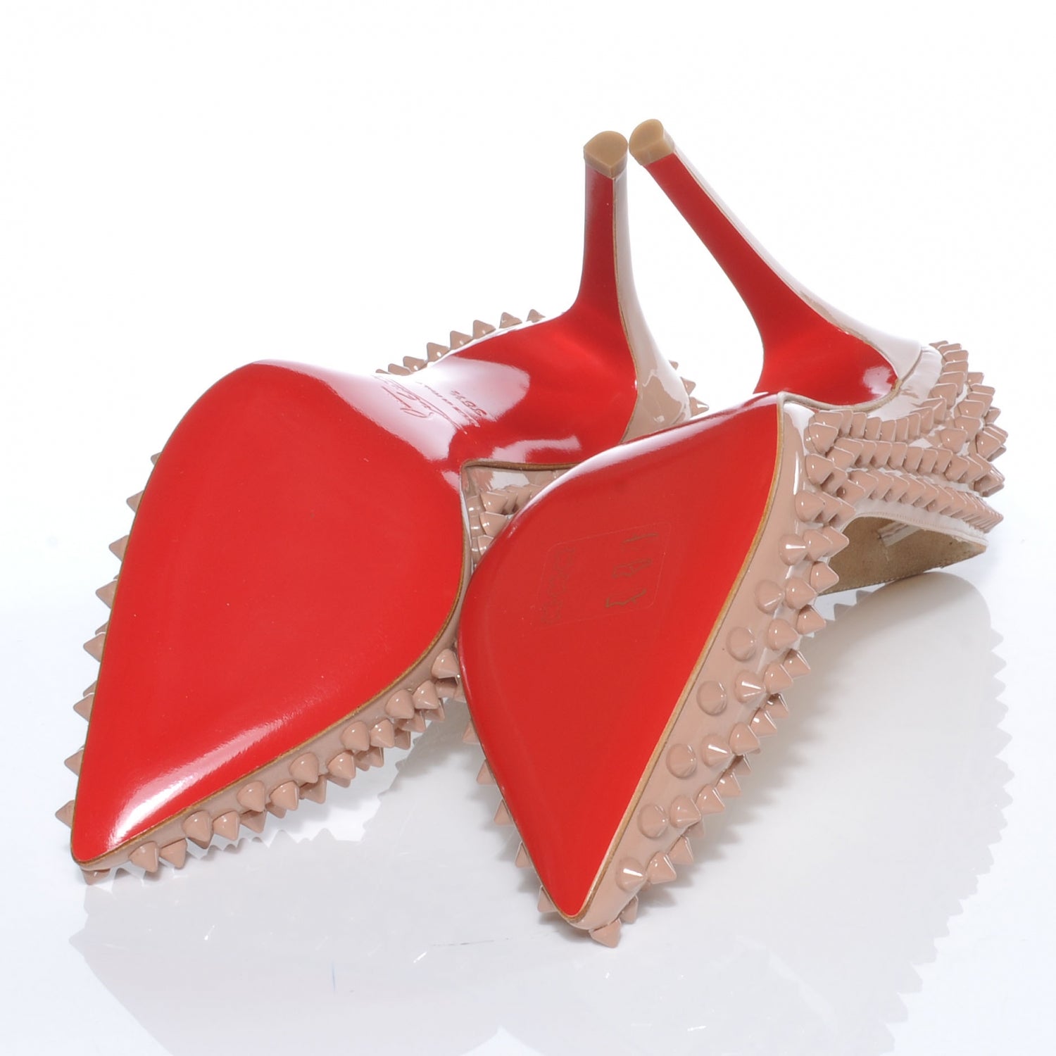 Christian Louboutin Patent Pigalle Spikes 100 Pumps 36.5 Nude 7 of 7